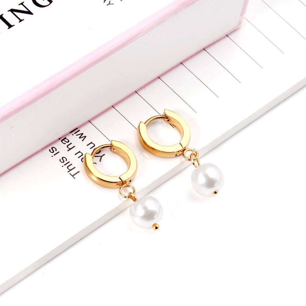 ASON Elegant Imitation Pearl Dangle Earrings 316L Stainless Steel Drop Earring for Women Girl Small Fashion Jewelry asonjewelry