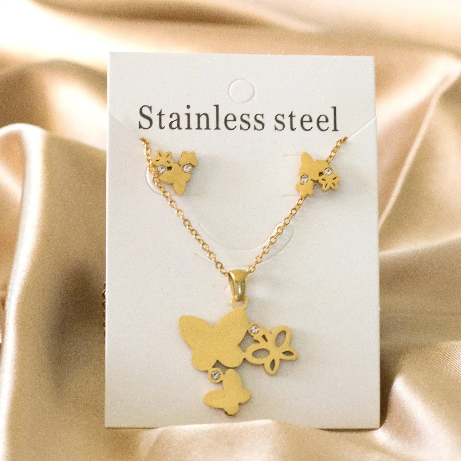 Fashion Butterfly Necklace Earrings Jewellery Set for Women Gold-Color Crystal Girls Dubai Wedding Jewelry Sets asonjewelry