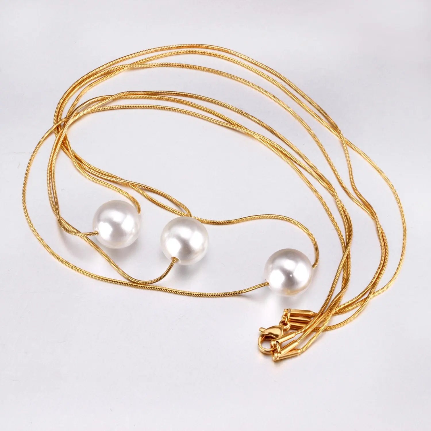 Fake Pearl Pendant Choker Chains Necklace Set Multi-layer Gold Necklaces For Women Jewelry collares colar collier asonjewelry