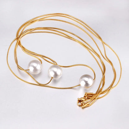 Fake Pearl Pendant Choker Chains Necklace Set Multi-layer Gold Necklaces For Women Jewelry collares colar collier asonjewelry