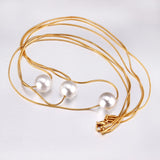 Fake Pearl Pendant Choker Chains Necklace Set Multi-layer Gold Necklaces For Women Jewelry collares colar collier
