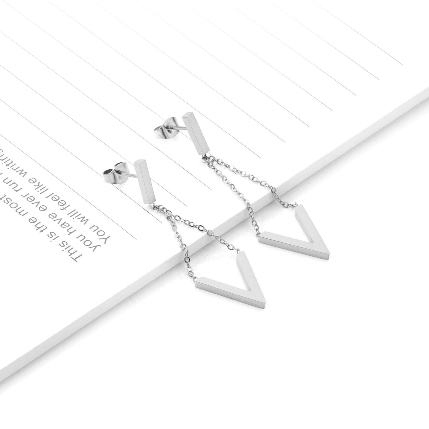 ASON Elegant V Letter Drop Earrings 316L Stainless Steel Geometric Hanging Dangle Earrings for Women Accessories Jewelry asonjewelry