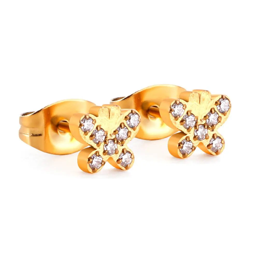 Astronaut Stud Earrings For Women Geometric Star Crown Butterfly Moon With AAA Zirconia Little Piercing Earrings asonjewelry