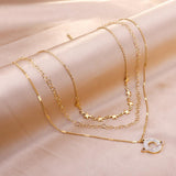 Planet Design With Shiny AAA Zirconia Triple Three Layer Pendant Necklace With Stars Collier Mix Trendy Jewelry 90S