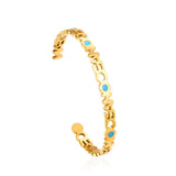 Mental Cuff Bracelets For Female Letter Stainless Steel Bangles With Blue Printed Christmas Vibe Trendy Jewelry Man