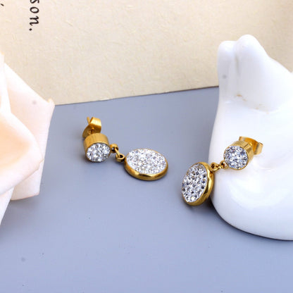 ASON Round Cubic Zircnia Drop Earrings Stainless Steel 2022 New Punk Earrngs for Girl/Women Daily Wear asonjewelry