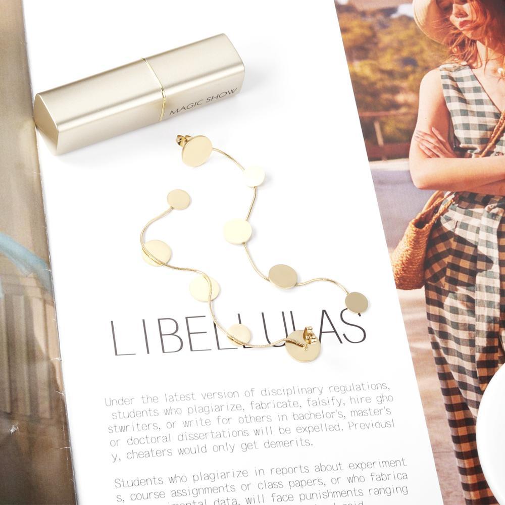 ASON Trendy Dangle Round Pendants Piercing Drop Earrings Gold Color Stainless Steel for Women Party Gift Fashion Jewelry asonjewelry