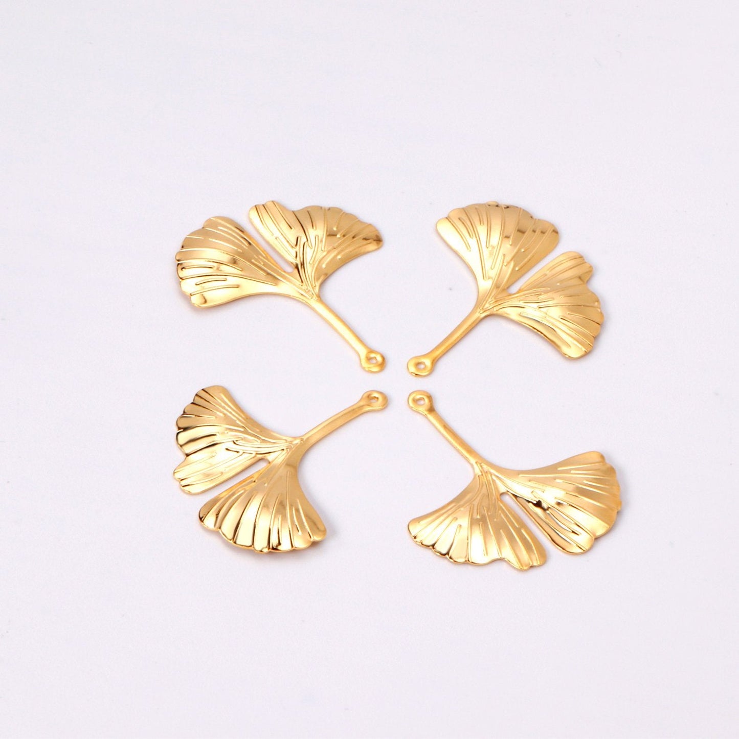 ASON 100 Pcs/Lots Ginkgo Biloba Charms Leaf Pendant Gold 316L Stainless Steel For Necklace DRY Handmade Jewelry Making Supplies asonjewelry