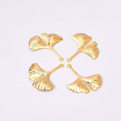 ASON 100 Pcs/Lots Ginkgo Biloba Charms Leaf Pendant Gold 316L Stainless Steel For Necklace DRY Handmade Jewelry Making Supplies asonjewelry