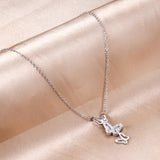 Collar de mariposas con agujeros de Color acero para niña, suéter de invierno, collar con colgante largo, bisutería estética, collar elegante para mujer