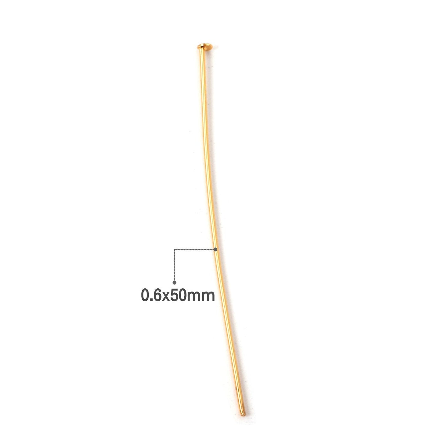 ASON 100 Pcs/Lots Flat Head Needle Stainless Steel Pin Head Pins Gold Color Head Pins For Jewelry Findings Making DIY Needles asonjewelry