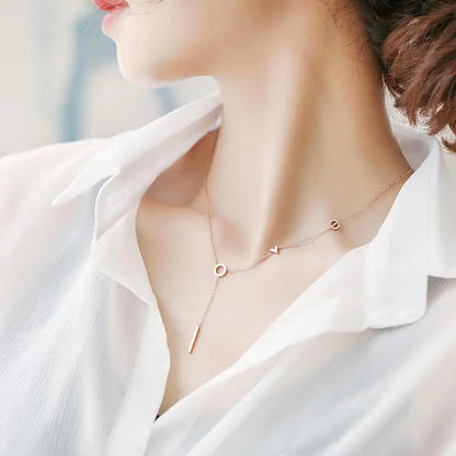 Fashion Jewelry Rose Gold "Love" Pendants Necklaces For Women 316L Stainless Steel Chains choker Necklace Set asonjewelry