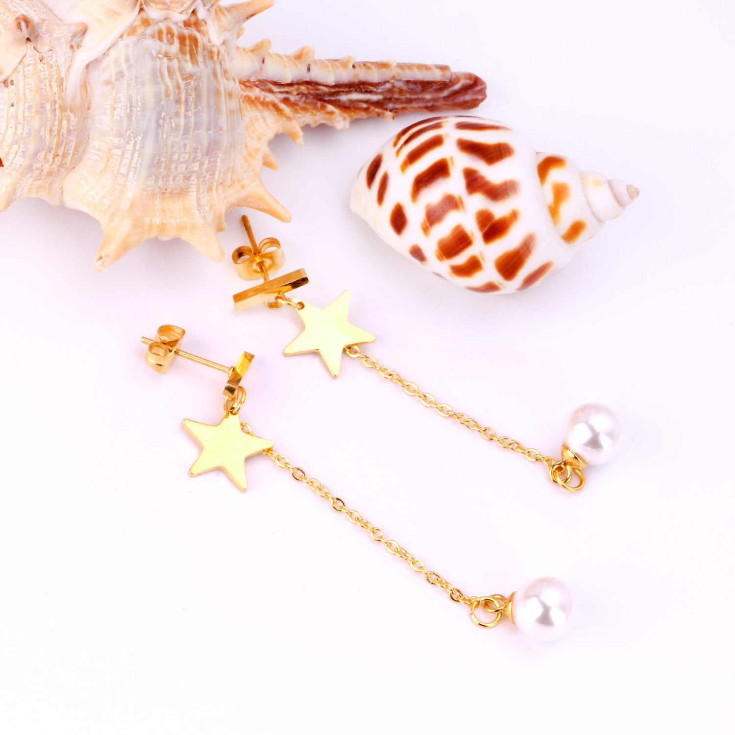 ASON Imitation Pearl  Drop Earrings Star Pendants Long Link Chain Earrings Female Gift Wedding Accessories asonjewelry