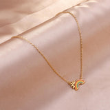 Collar con colgante de arcoíris para niñas, regalos de cumpleaños, joyería de la suerte de verano, collares coloridos con dijes de arcoíris para mujer 