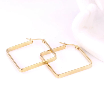 Big Suqare Hoop Earrings For Women Stainless Steel Geometirc Statement Earrings Punk Jewelry Party Birthday Gifts asonjewelry
