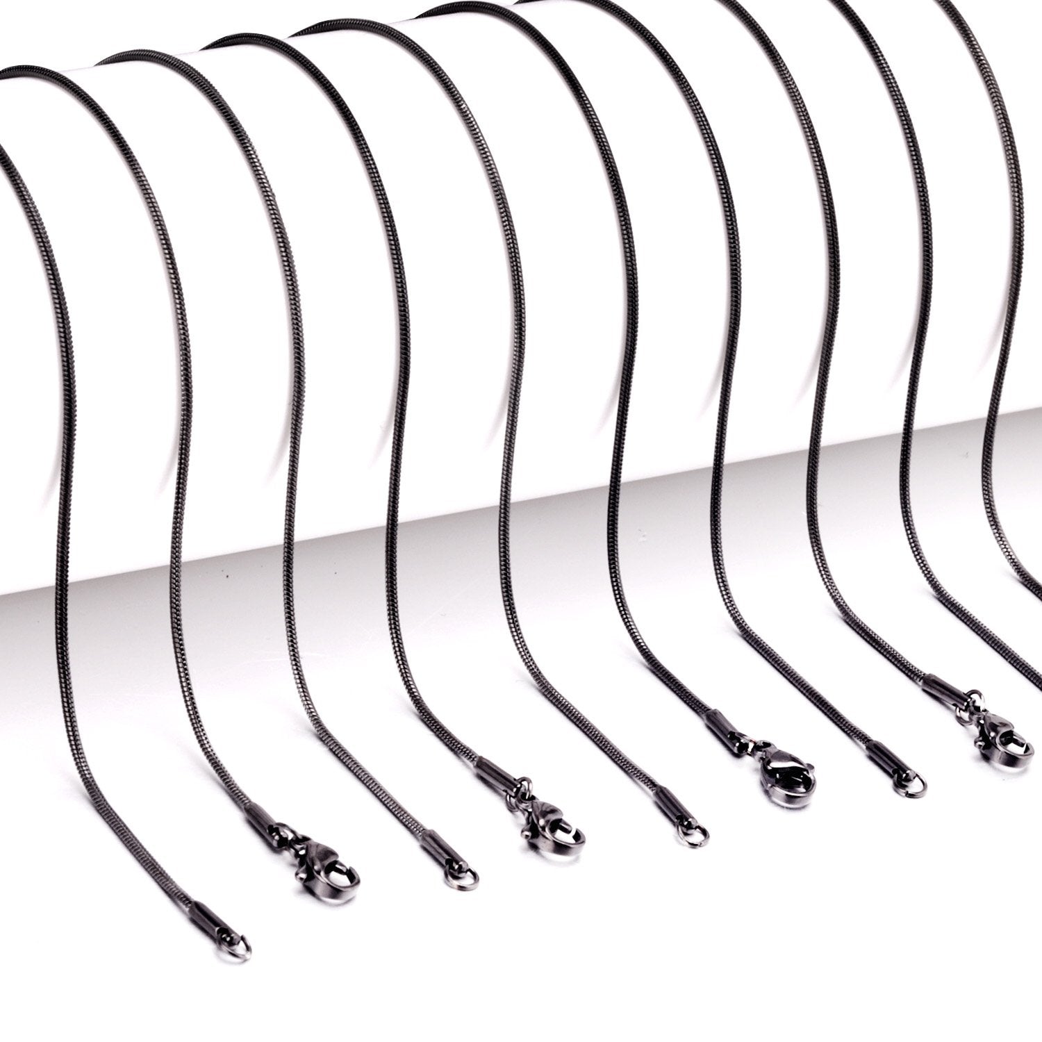 ASON 10pcs/Lot Snake Long Chains Necklace Women Accessories Stainless Steel 1mm 45cm/50cm/55cm/60cm For Jewelry Making Wholesale asonjewelry