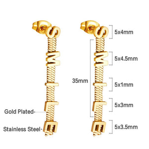 Smile Letter Earrings For Woman Positive Gifts Stainless Steel Tassel Brand Design Drop Pendient Birthday Party