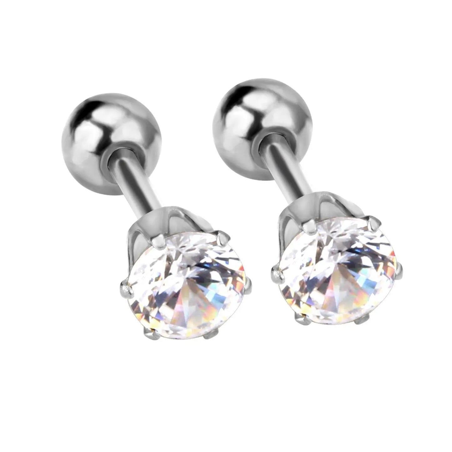 3-5mm Ball screw stud earrings For Women Fashion Jewelry Kids Crystal piercing Earings Earring pendientes brincos asonjewelry