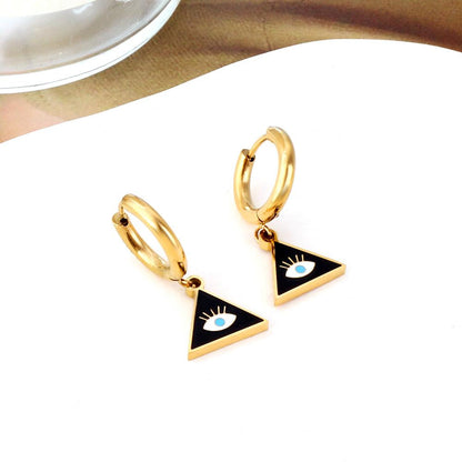 ASON Triangle Mixed Color Devil Eye Piercing Drop Earrings Gold Color Staianless Steel For Women Men Trendy Daily Jewelry asonjewelry