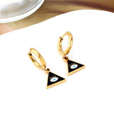 ASON Triangle Mixed Color Devil Eye Piercing Drop Earrings Gold Color Staianless Steel For Women Men Trendy Daily Jewelry