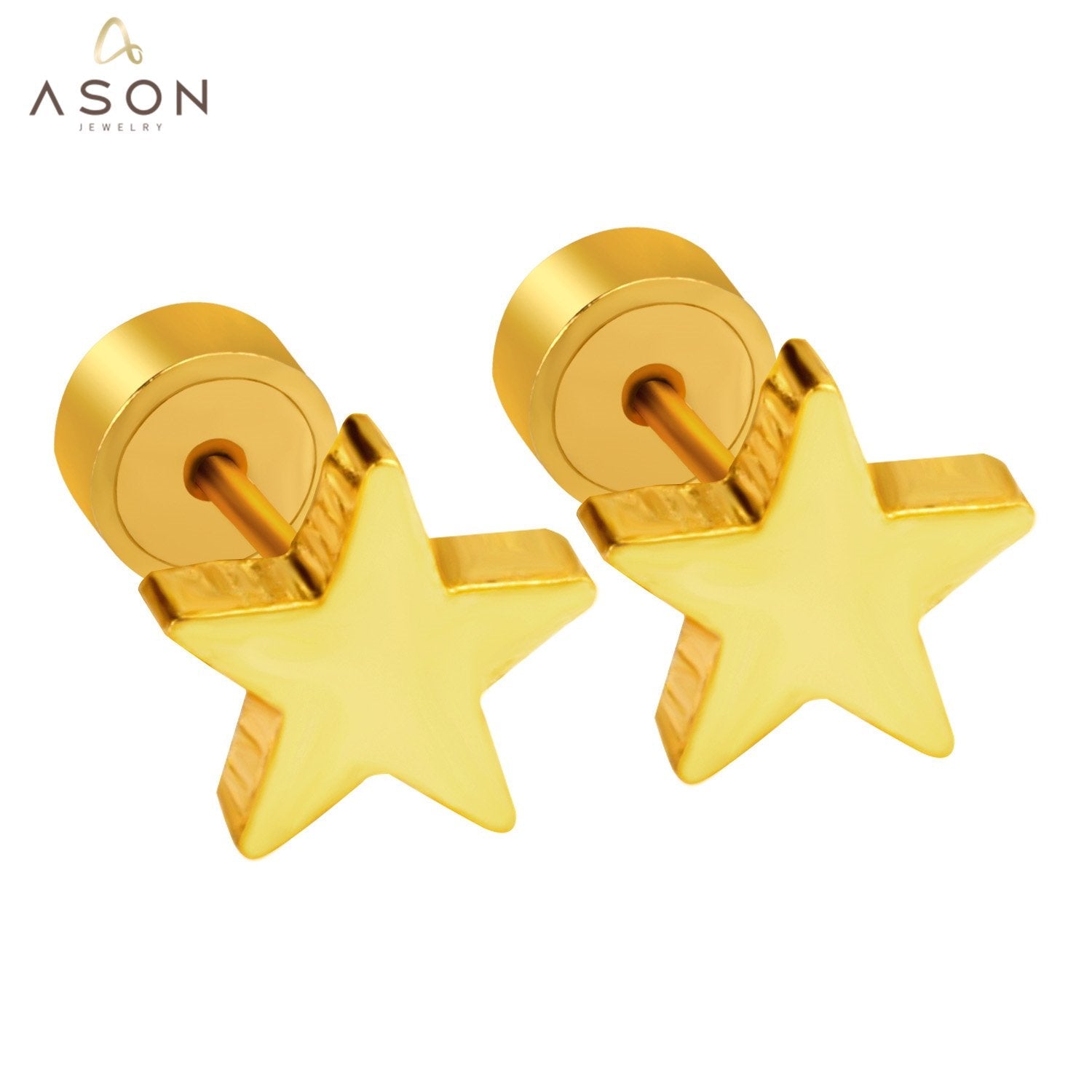 ASON Anti-allergy Star Stud Piercing Earring Punk Style Stainless Steel Gold Color Earrings For Women Accessries Wedding asonjewelry