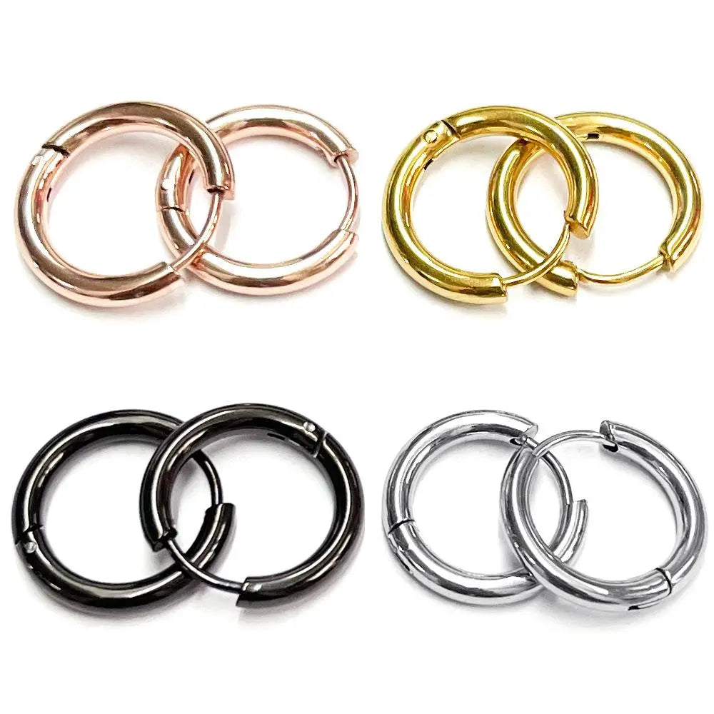 ASON /Lot Simple Style Stainless Steel Ear Studs Round Hoop Earring No Fade For Women Jewerly Accessories DiY Daily Wear asonjewelry