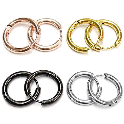 ASON /Lot Simple Style Stainless Steel Ear Studs Round Hoop Earring No Fade For Women Jewerly Accessories DiY Daily Wear asonjewelry