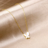 ASON colorido negro blanco Shell mariposa cadena colgante collar Color oro acero inoxidable para mujer joyería de moda 