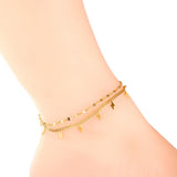 ASON Vintage Lightning Shape Accessories Multi-layer Link Chains Anklet Gold Color Stainless Steel For Women Jewelry Boho