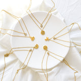 Double Layer Chain Pendants Necklaces For Women Girls Gold Color Silver Tone Stainless Steel CZ Crystal Round Choker