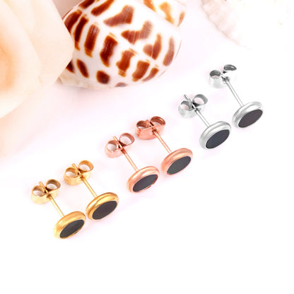 ASON Stylish White/Black Shell Stud Earrings 3Pairs/lot 8mm Round Earring Stainless Steel Jewelry for Women Party Gift asonjewelry