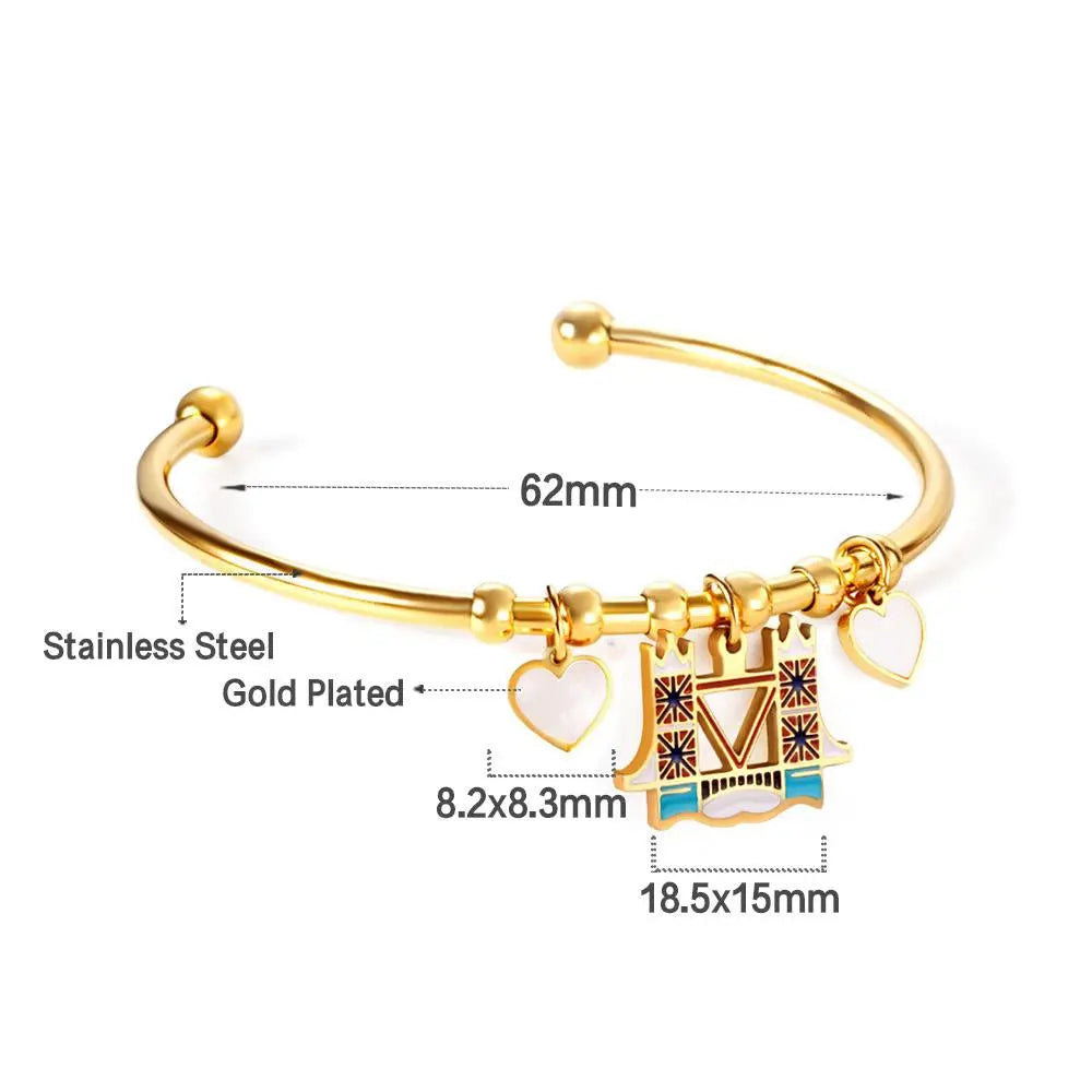 Love Country Bangles With Cute Pattern Charms Statement Customize Bangles For Girls Women Designer Jewelry Bracelet asonjewelry