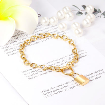 ASON Gold Color Key Lock Charm Pendant Punk Bracelet Stainless Steel Bangle for Women Men Party Gift Fashion Jewelry asonjewelry