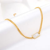 Cuban Chain With Square Pendant Fashion Decor For Woman Man Earth Design Pendant Thick Chain Peace Asethetic Collie