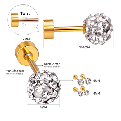 ASON Piercing Earrings Stainless Steel Cubic Zirconia Stud Earring Gold Color Brinco Bijoux Wholesale Fashion Jewelry Women asonjewelry