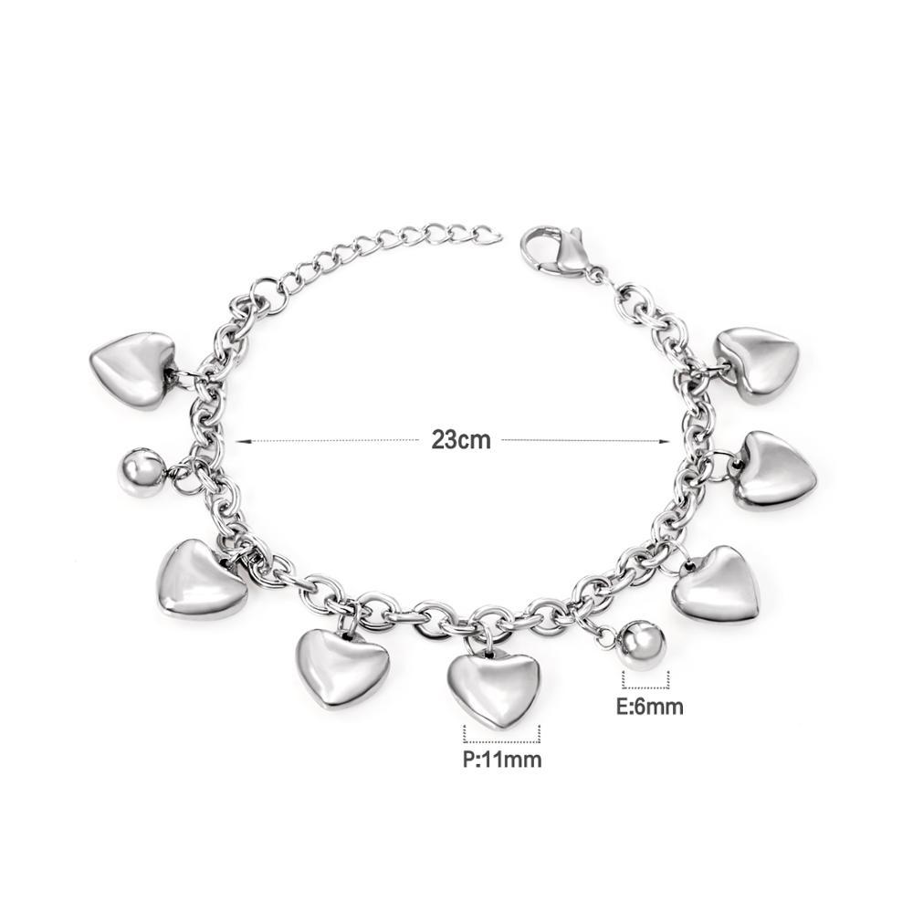 ASON Lovely Heart Bracelet with Steel Ball Charm Stainless Steel Bangle Silver Color Accessories for Women Girl Jewelry asonjewelry