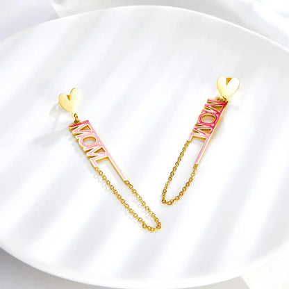Mother Matching Letter Pendients Earrings For Woman Love Mama Dangle Earrings 2022 New Colorful Design Heart Drops asonjewelry
