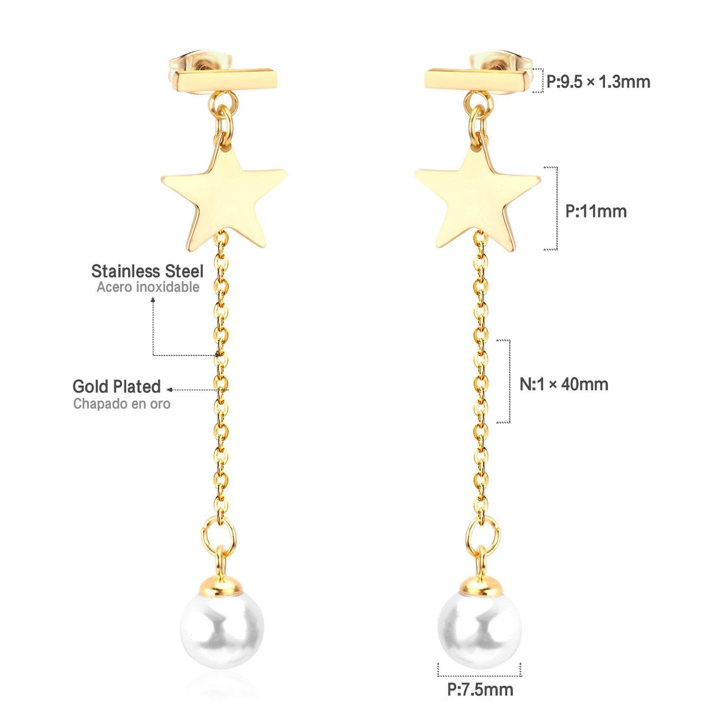 ASON Imitation Pearl  Drop Earrings Star Pendants Long Link Chain Earrings Female Gift Wedding Accessories asonjewelry