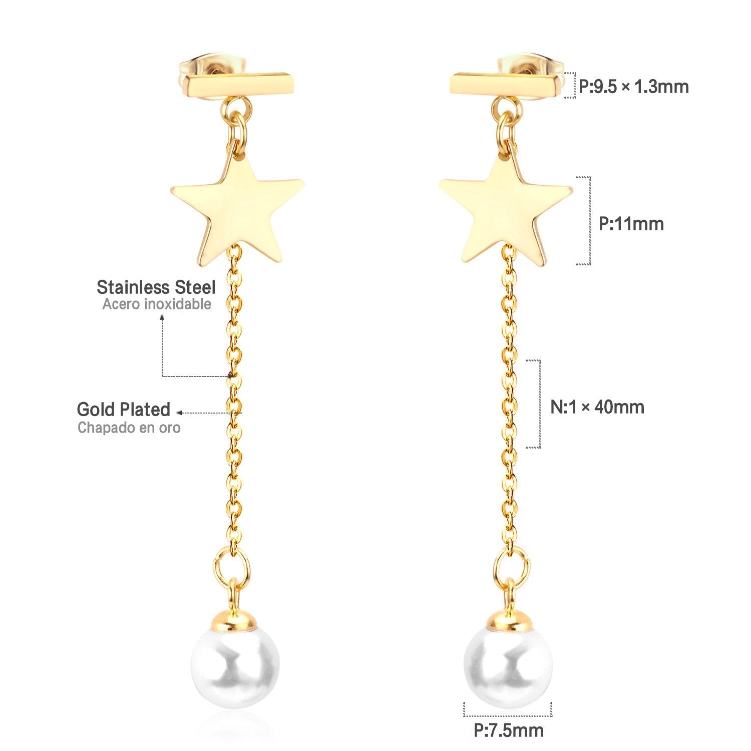ASON Imitation Pearl  Drop Earrings Star Pendants Long Link Chain Earrings Female Gift Wedding Accessories asonjewelry
