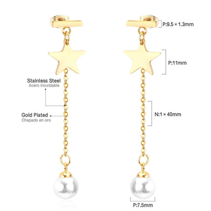 ASON Imitation Pearl  Drop Earrings Star Pendants Long Link Chain Earrings Female Gift Wedding Accessories asonjewelry