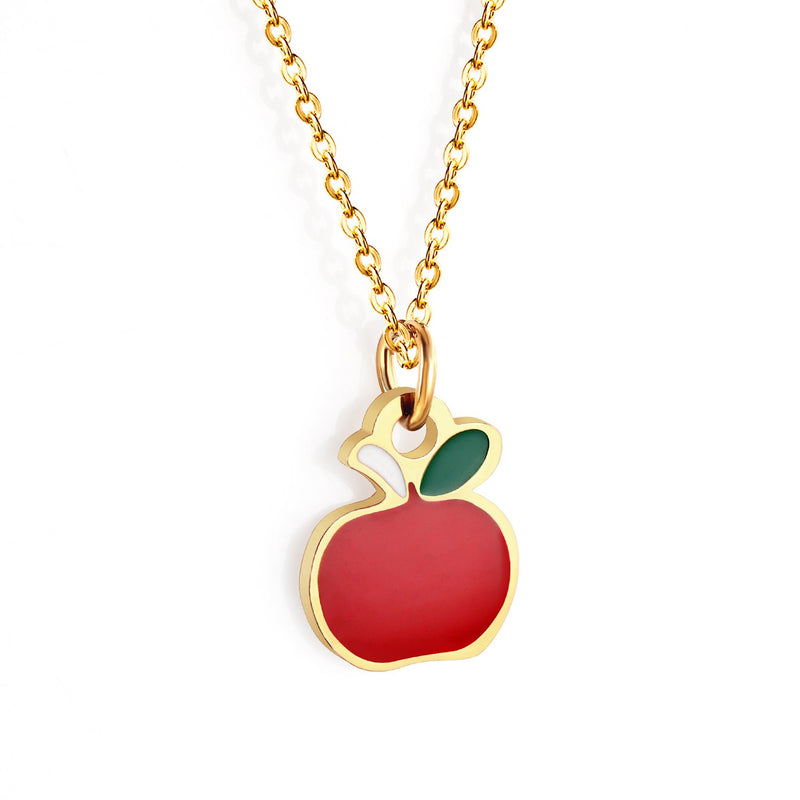 Cute Crystal Strawberry Pendant Necklace for Women Girls Stainless Steel Waterproof Sweet Choker Birthday Gifts