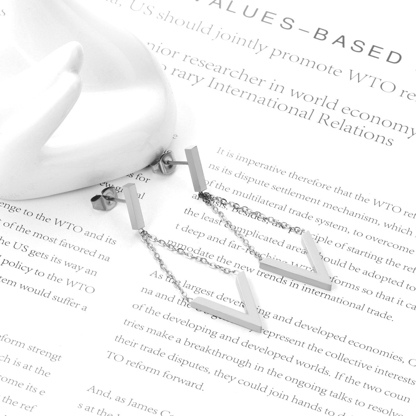 ASON Elegant V Letter Drop Earrings 316L Stainless Steel Geometric Hanging Dangle Earrings for Women Accessories Jewelry asonjewelry