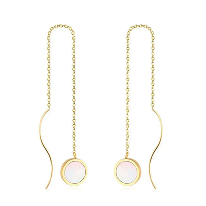 Stainless Steel Korean Dangle Earring with Round Shell Dangle Earrings for Girl Women Fashion Jewelry Brinco asonjewelry