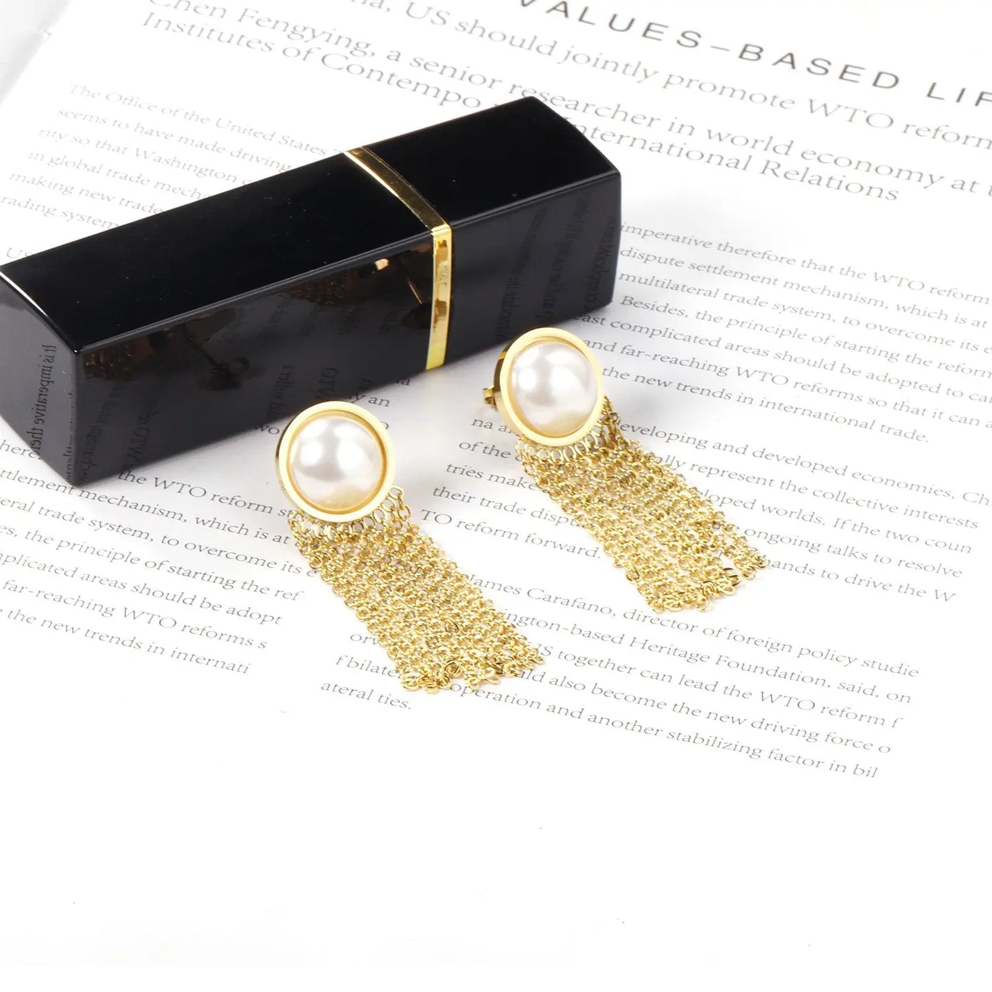 Long Chain Tassel Earrings Women's Gold Color Stainless Steel Drop Earrings Korean Fashion Party Jewelry Wholesale asonjewelry