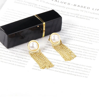 Long Chain Tassel Earrings Women's Gold Color Stainless Steel Drop Earrings Korean Fashion Party Jewelry Wholesale asonjewelry