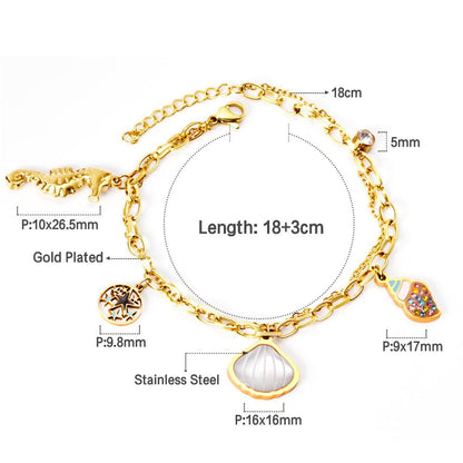 ASON Gold Color Shell Ocean Series Charm Bracelet 316L Stainless Steel 18+3cm Bangle for Women Fashion Jewelry Party Gift asonjewelry