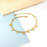 ASON moda forma redonda accesorios huecos cadenas multicapa tobilleras Color oro acero inoxidable para mujer joyería