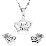ASON corona colgante collar encanto pequeño Piercing pendientes conjuntos de joyería Color oro acero inoxidable para mujer 