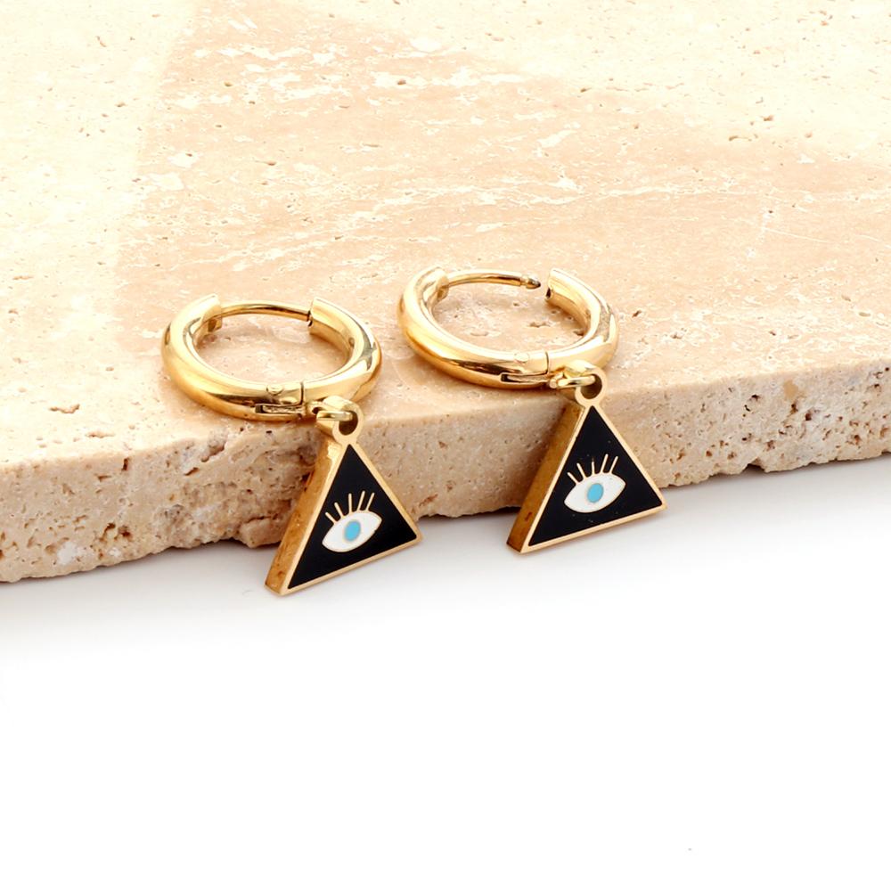 ASON Triangle Mixed Color Devil Eye Piercing Drop Earrings Gold Color Staianless Steel For Women Men Trendy Daily Jewelry asonjewelry