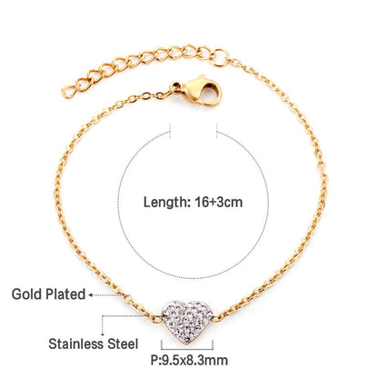 ASON Trendy Cubic Zirconia Heart Shape Chain Bracelets Gold Color Stainless Steel For Women Daily Wear Jewelry Accessory asonjewelry